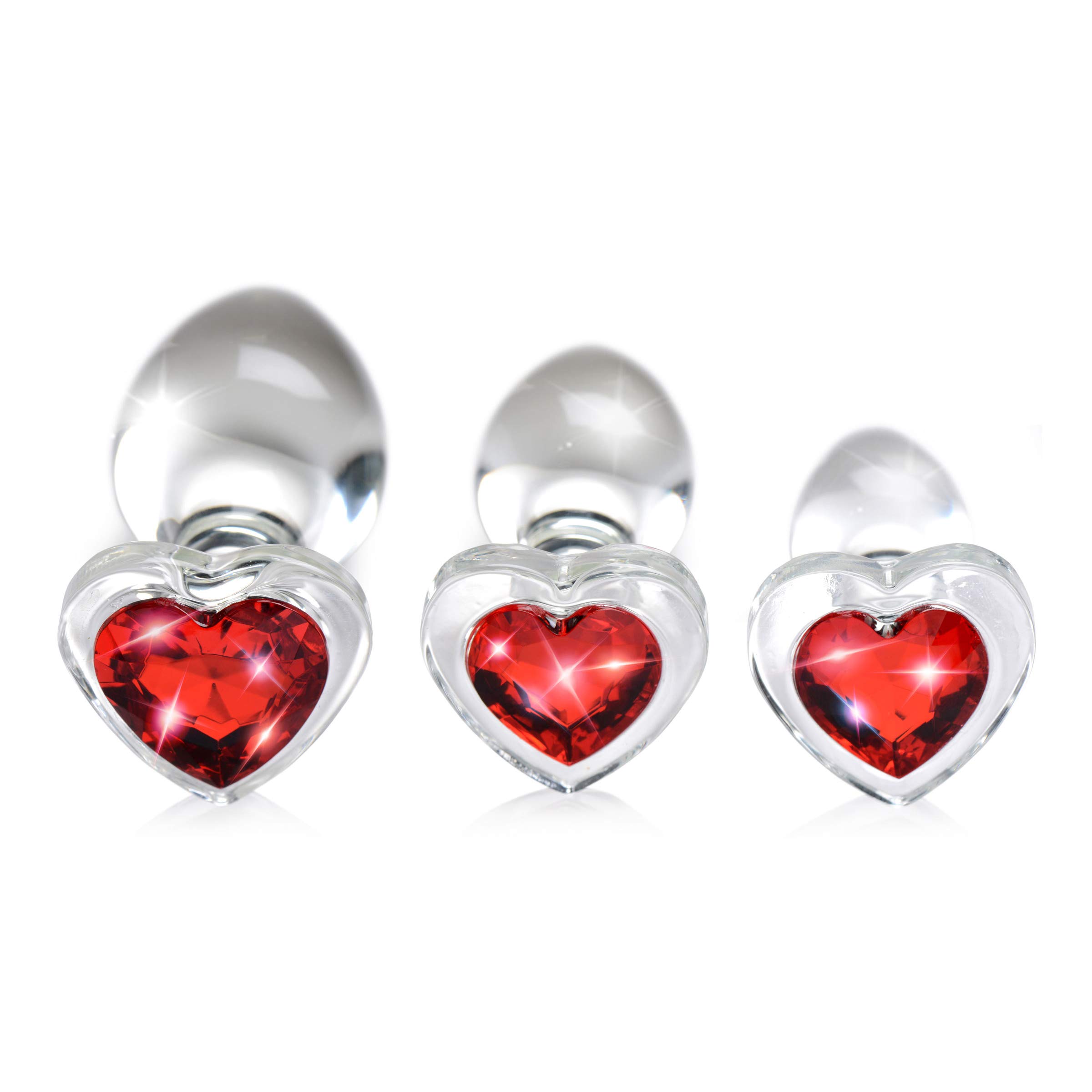 Cuore rosso gemma vetro anale Plug Set