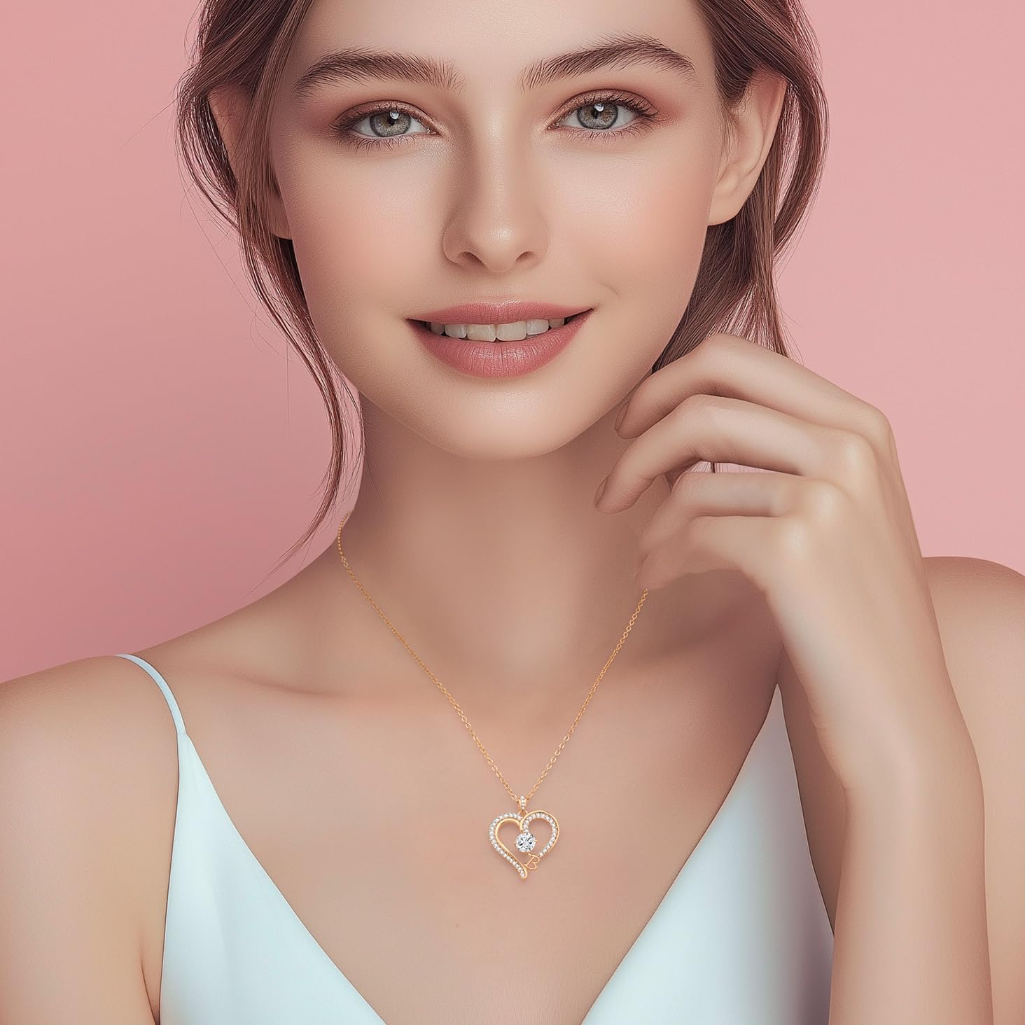 CDE Initial Necklaces for Women, Rose Gold A-Z Letter Heart Pendant Jewelry Gifts for Wife Mom Girlfriend Lady Her - Image 7