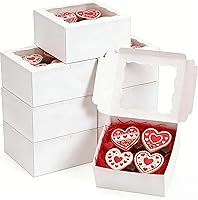 Vista 13 de 20 piezas Cajas de galletas de 5x5x2.5 pulgadas con ventana Cajas de panadería Caja de postre Caja para fresas cubiertas de chocolate para boda
