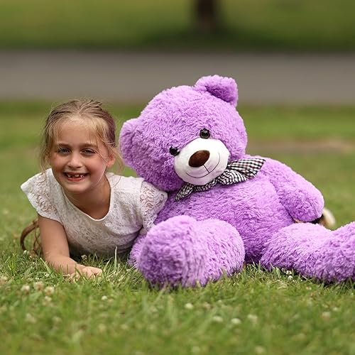 Vista 39 de MorisMos Oso de peluche gigante, oso de peluche grande para novias, niñas, para Navidad, día de San Valentín, cumpleaños (gris claro, 47 pulgadas)