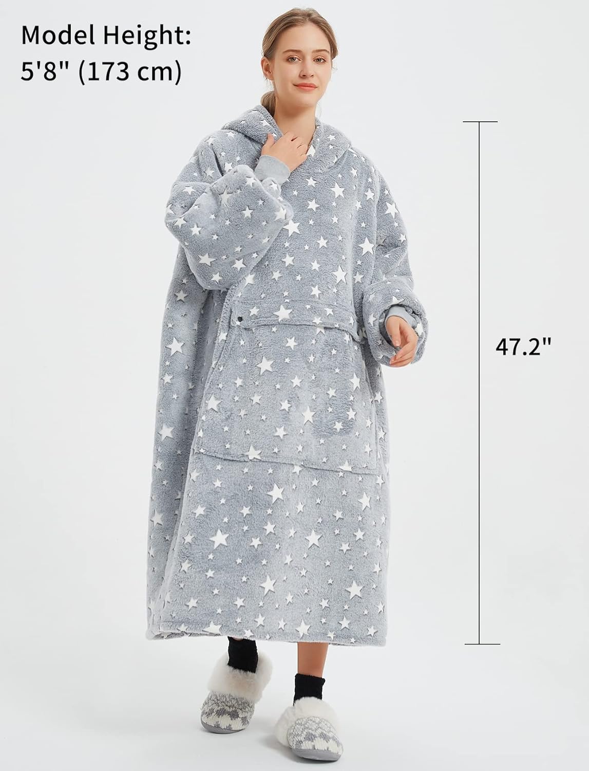 KFUBUO Glow in The Dark Wearable Blanket Hoodie for Adults Long Sherpa All Patterns Oversized Sweatshirt Blanket with Pockets Birthday Gifts for Women - Image 4