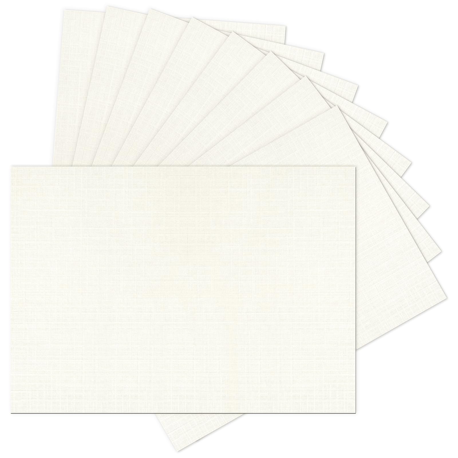 Goefun - Cartulina texturizada de papel de lino crema de 5 x 7, tarjetas de índice marfil para invitación de boda, papel de lino de 80 libras para impresión, invitaciones, artes y manualidades y