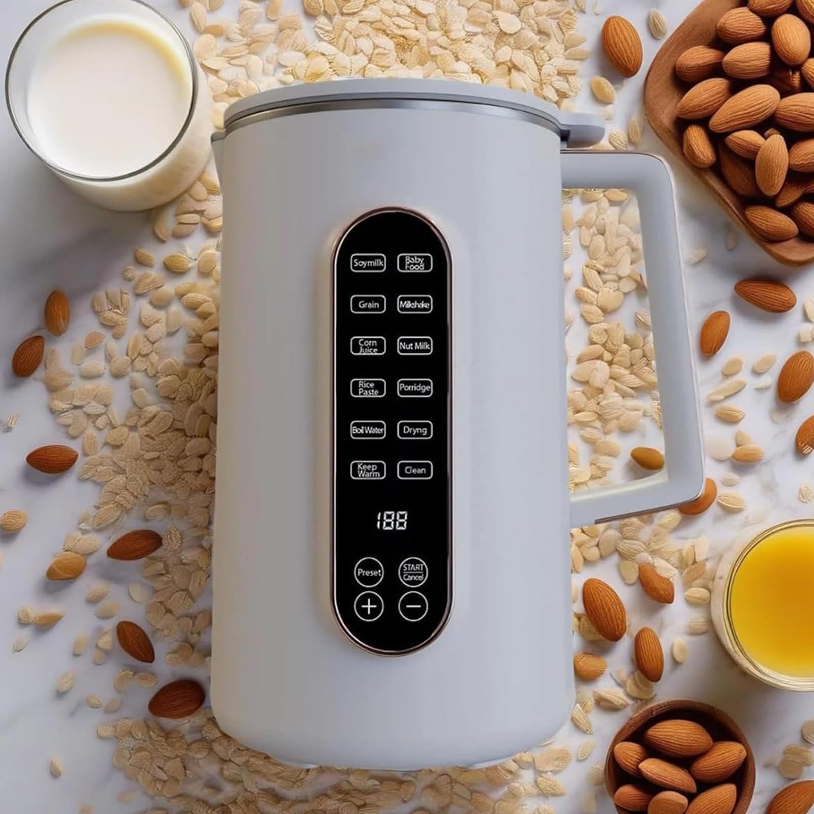 Macchina per il latte di noci 8 in 1 Macchina automatica per latte di avena e mandorle di soia con avvio ritardato mantiene caldo e funzione di pulizia automatica