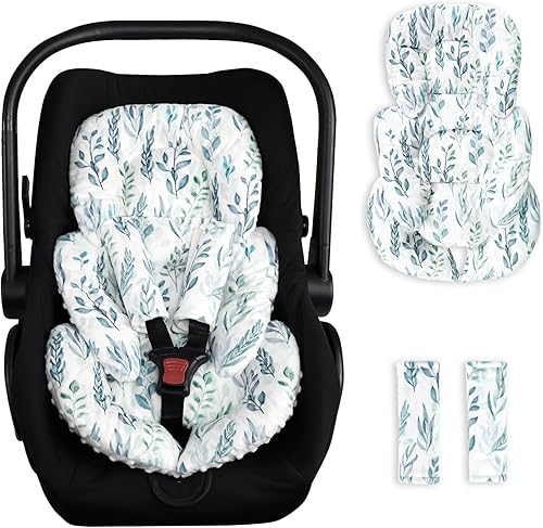 DILIMI Inserto para asiento de automóvil infantil, soporte para la cabeza del asiento de automóvil para bebé con 2 almohadillas de correa, cojín