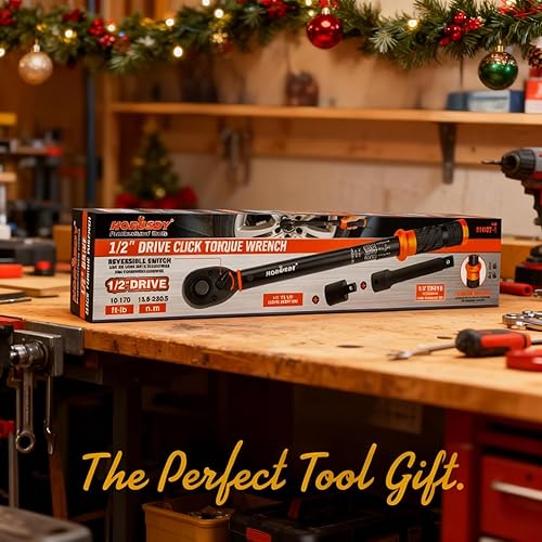 Miniatura 2 de HORUSDY Juego de llaves dinamométricas de clic de accionamiento de 1/2 pulgada – 10-170 ft-lb / 13.6–230.5 Nm, ±3% de precisión, escala doble