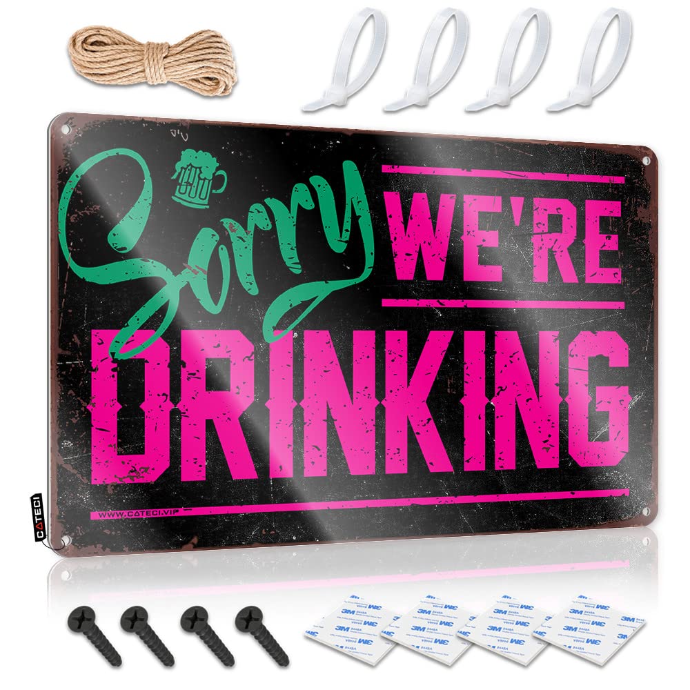 HELIOFORGE Little Man Cave Sign Sorry We'Re Drinking Sign Bar Sign Home Decor Bar Mirrors For Man Cave(30X40CM)