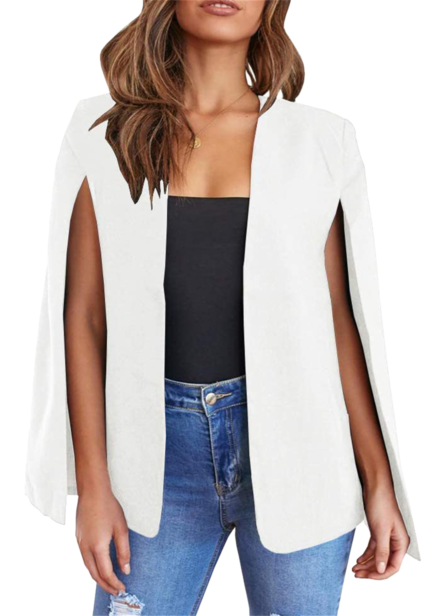 Womens Loose Blazer Elegant Cape Coat Business Casual Outwear Split Sleeve Open Front Blazer Jacket