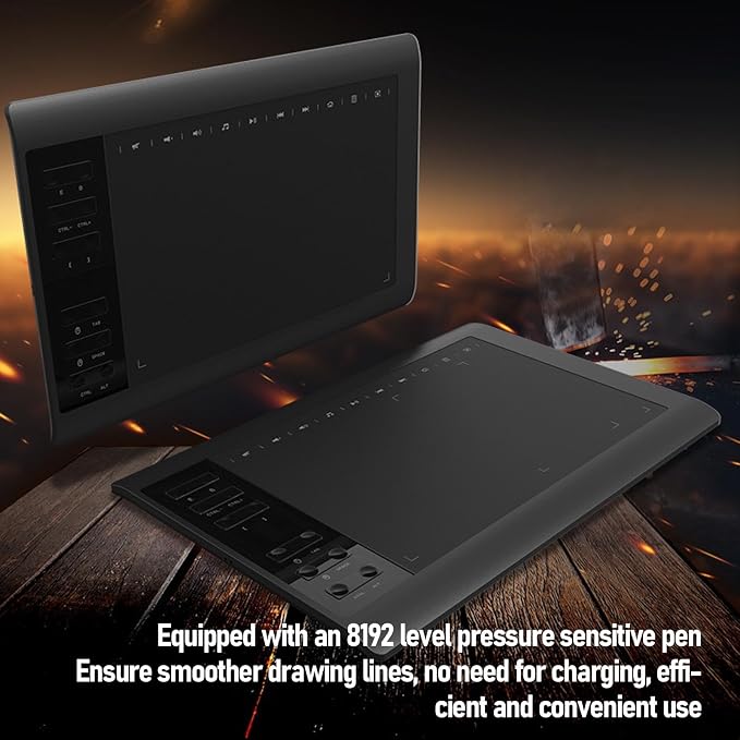 Tableta gráfica Zunate G10 para dibujo, área activa de 10 x 6 pulgadas con lápiz de sensibilidad a la presión de 8192 niveles y 12 teclas de acceso directo para pintura, diseño y creación artística miniatura 2