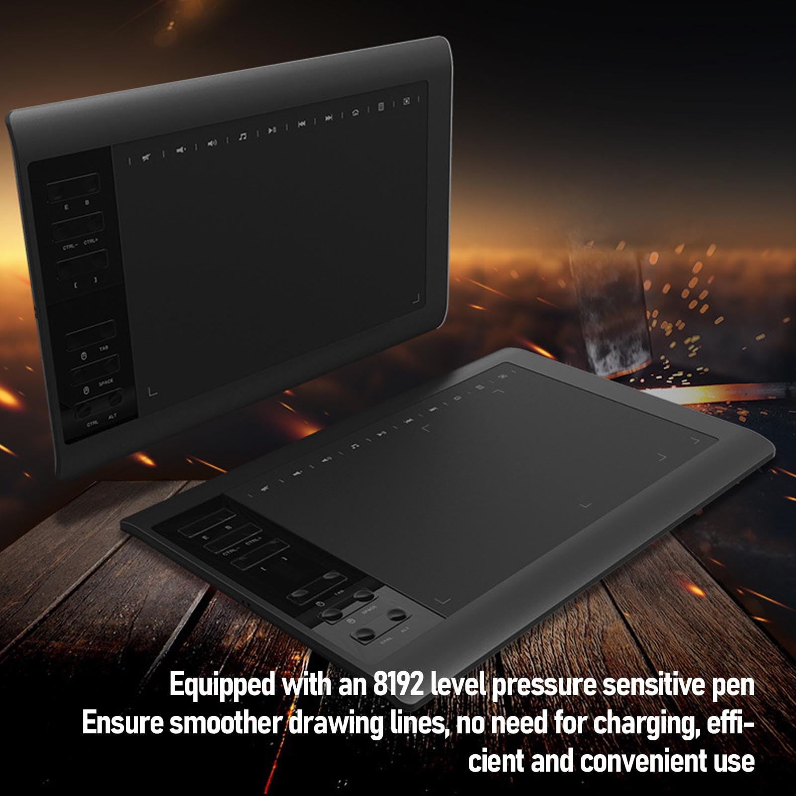 Jectse Tablet da Disegno Grafico, Tampone da Disegno da 10 X 6 Pollici con 8192 Livelli di Pressione Penna di sensibilità e 12 Tasti di Scelta