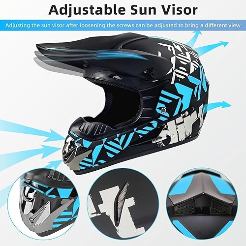 Miniatura 5 de SPARK DOT Casco de Motocross Juvenil Cascos de Dirt Bike para Niños - Cara Completa, Ligero y Transpirable para Bicicleta Eléctrica Todoterreno