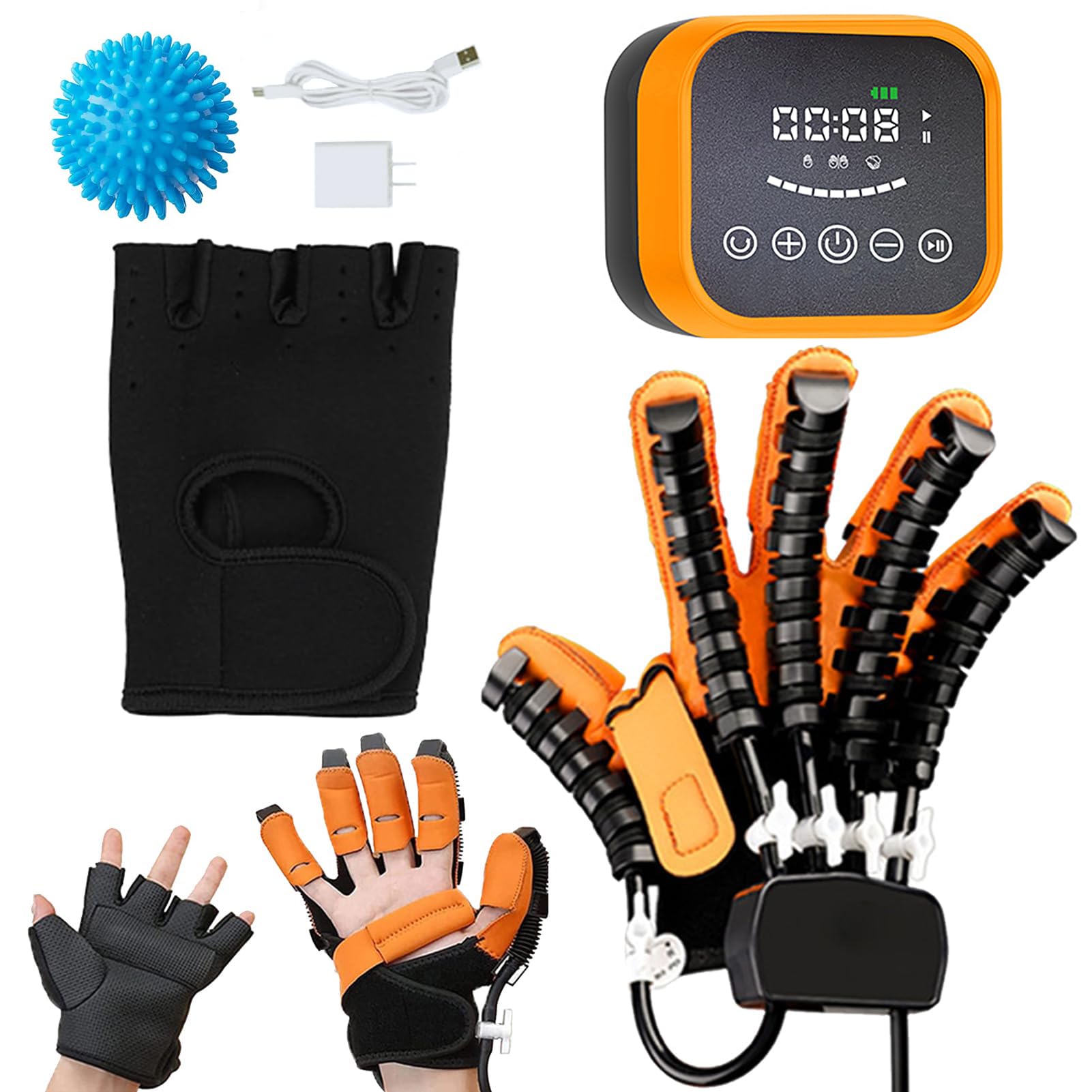 Guantes Roboticos Rehabilitación Ictus, Guantes De Mano Para Artrosis, Rehabilitación De Mano Para Hemiplejia, Regalo Función Práctica de Mano Para Ancianos En Rehabilitación Orange battery Left X
