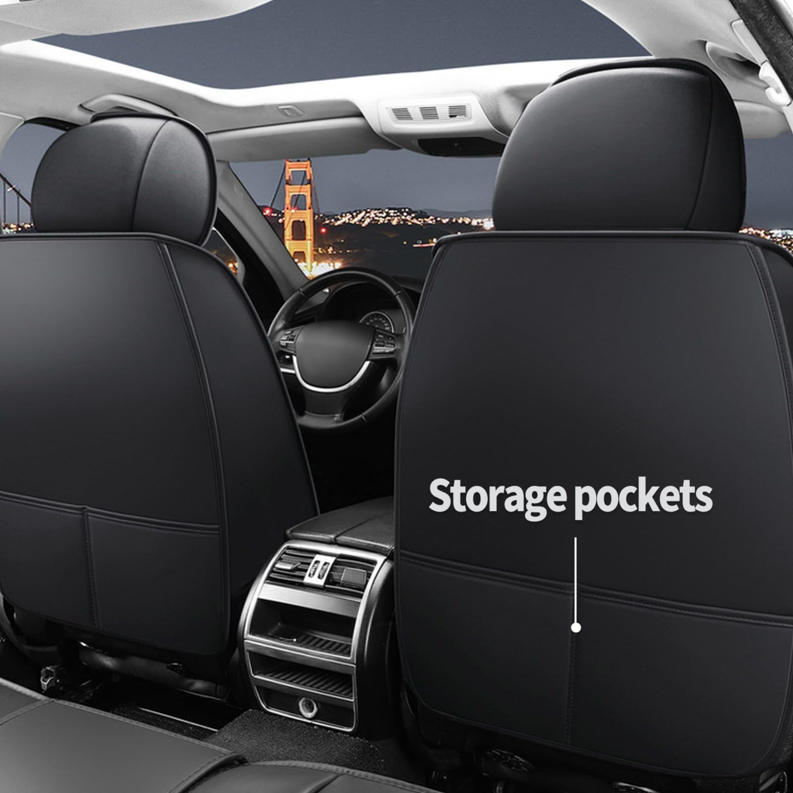 Fundas Asiento Coche para Opel Zafira Tourer Insignia Meriva B | Cuero perforado transpirable, compatible airbag lateral, bolsillos traseros almacenaje, proteccion impermeable duradera
