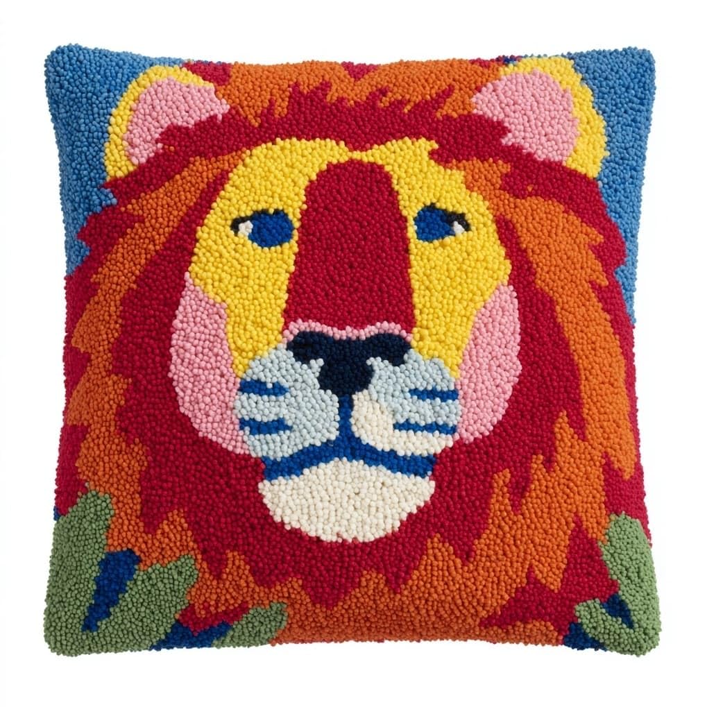 Axiangzik Cartoon Lion Latch Hook Pillow Kit For Beginners,