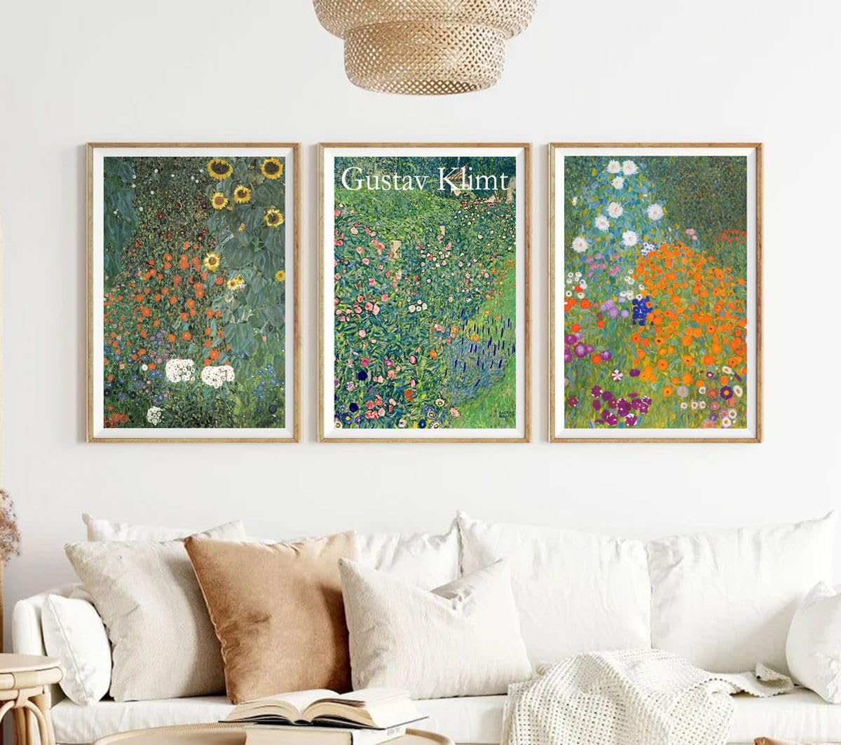 Hodge Creations Earthy Tones, Pastels, And Vibrant Flower Colors Gustav Klimt Garden With Flowers Set Of 3 Unframed A3 Prints Wall Art Decor Gallery Exhibition Picture Poster New Gift Present Select Size Below A5 A4 A3