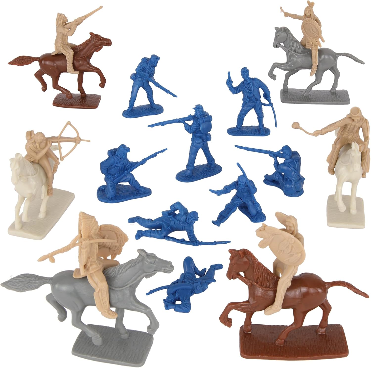 BMC CTS Battle of Little Big Horn Plastic Army Men - 20pc Sioux & Cavalry Figure