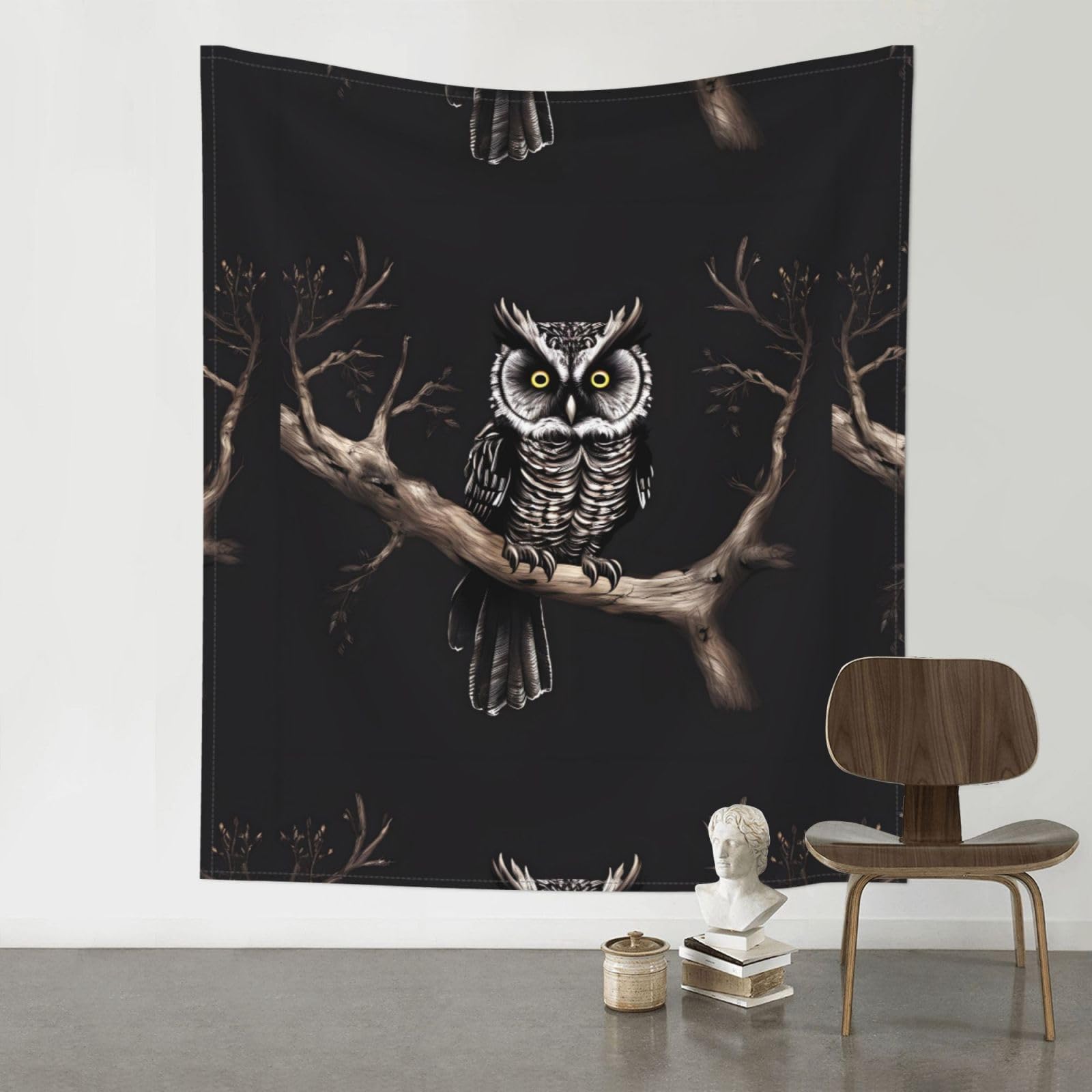 YYHWHJDE Late Night Owl Prints 60x51in Wall Tapestry – High-Grade Polyester Throw for Dorm, Beach & Home Decor
