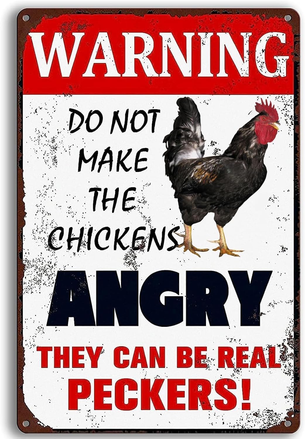 SMAZDFXX Funny Chicken Coop Warning Sign DoMake The Chickens Angry Rustic Decor Vintage Metal Signs for Home Kitchen Bar Pub Cafe Farm Garden Garage Outdoor Decor Accessories 8"x12"