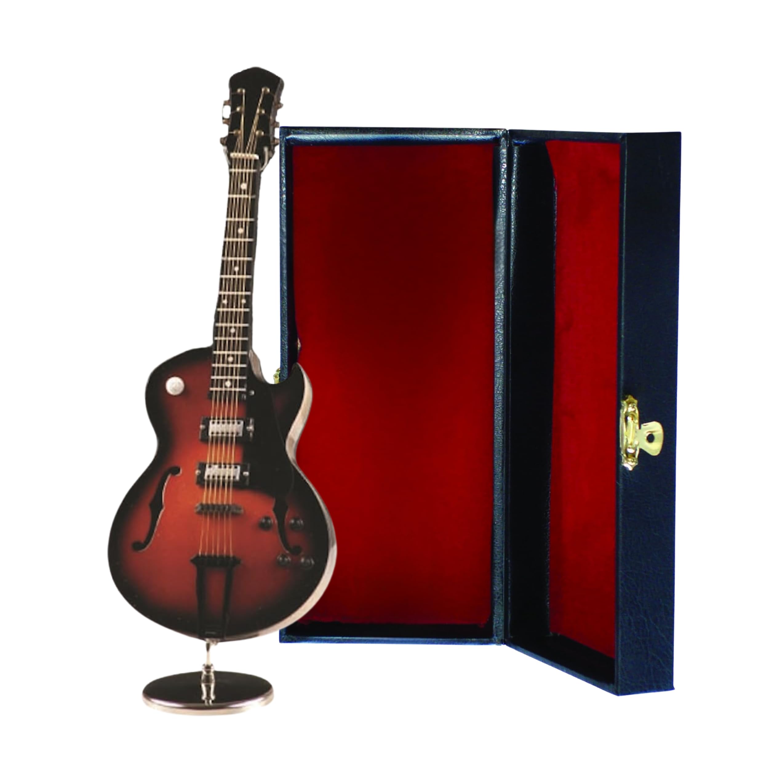 Miniature Brown Electric Guitar Replica with Case, Perfect Mini Guitar for Collectors and Guitar Stuff Enthusiasts - Broadway Gifts