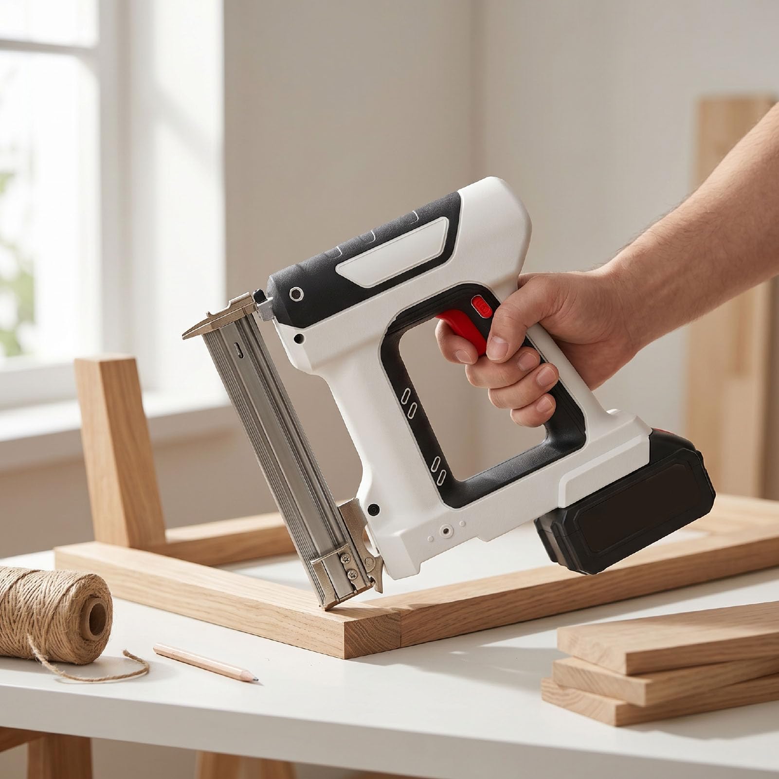 JTLB Clavadora Brad Inalámbrica, Pistola Grapadora 2 en 1 con Batería y Cargador de 2x4,0 Ah, para Proyectos Artesanales de Renovación del Hogar de Carpintería