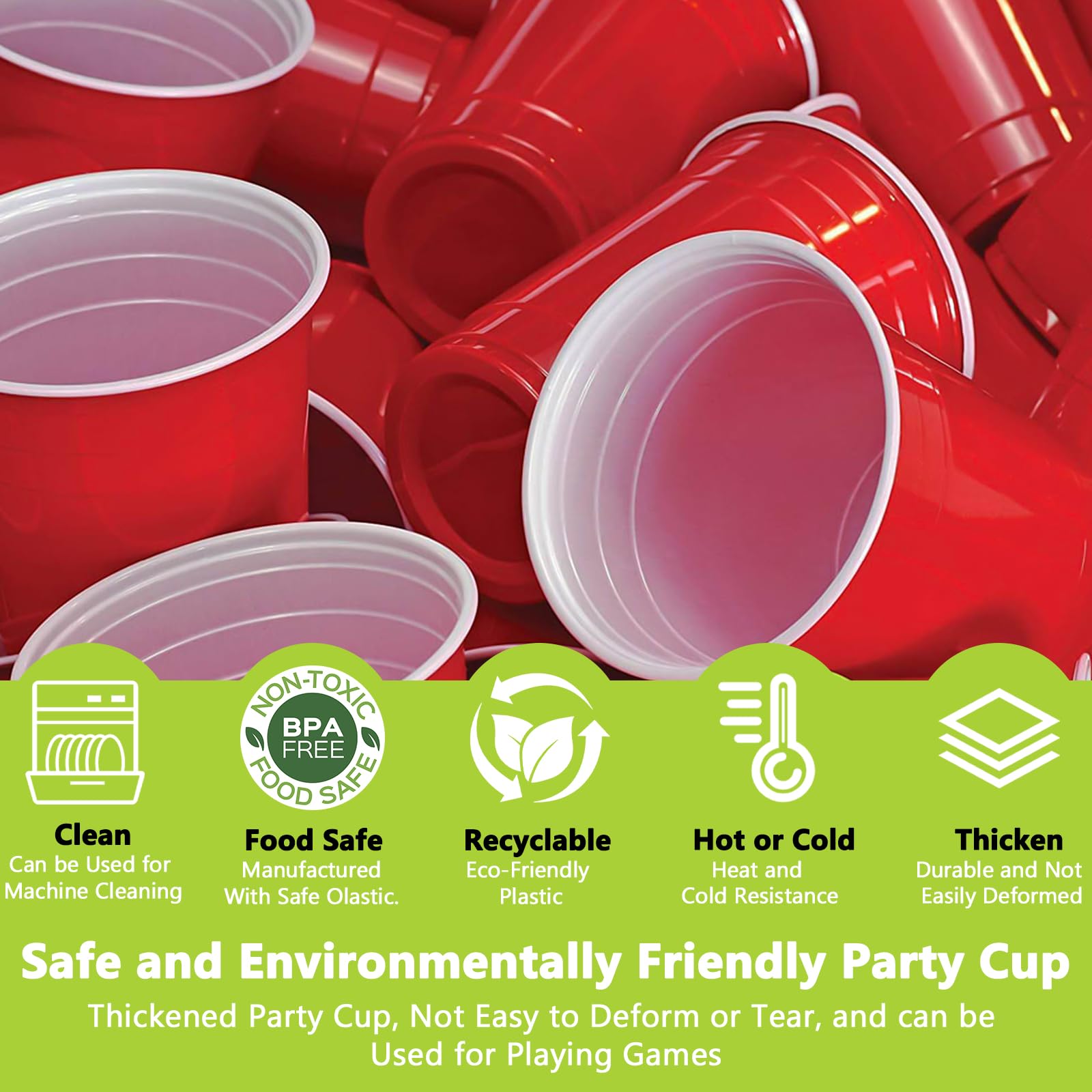 Zestaw kubków plastikowych, czerwone kubki 473 ml, kubki 16 oz, kubki wielokrotnego użytku, 50 czerwonych kubków + 50 niebieskich kubków, kubki imprezowe na przyjęcia urodzinowe, wesela na świeżym pow