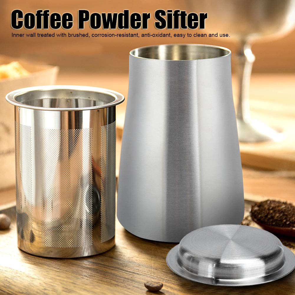Coffee Sifter, Fine Mesh Sieve Coffee Grounds Coffee Bean Sifter Coffee Powder Receiver Stainless Steel Ground Coffee Receiver Coffee Making Accessory