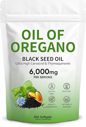 Auvely Aceite de orégano de 6,000 mg con aceite de semilla negra, fórmula 2 en 1 para apoyo inmunológico y salud digestiva, sin OMG y sin gluten, disponible en Yaxa Colombia