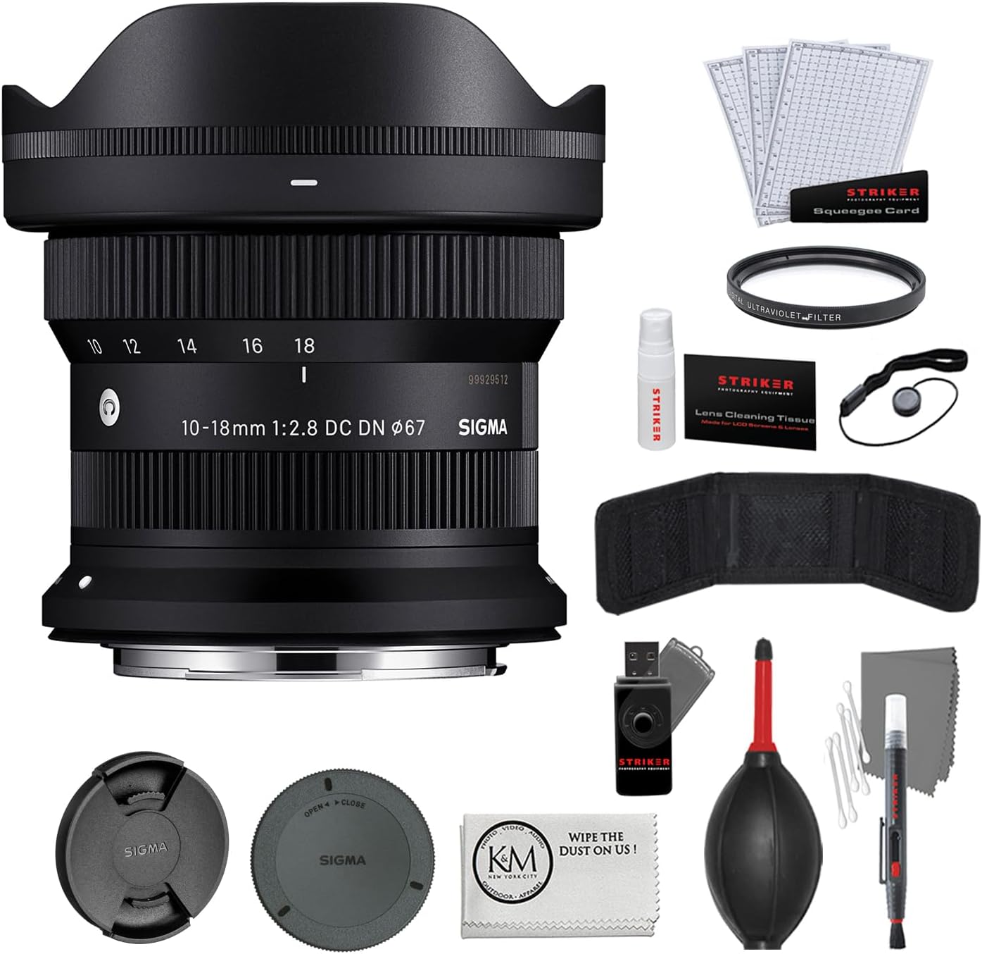 Sigma 10-18mm f/2.8 DC DN Contemporary Lens | Canon RF Bundled with UV Filter + Photo Starter Kit + Microfiber Cleaning Cloth (4 Items)