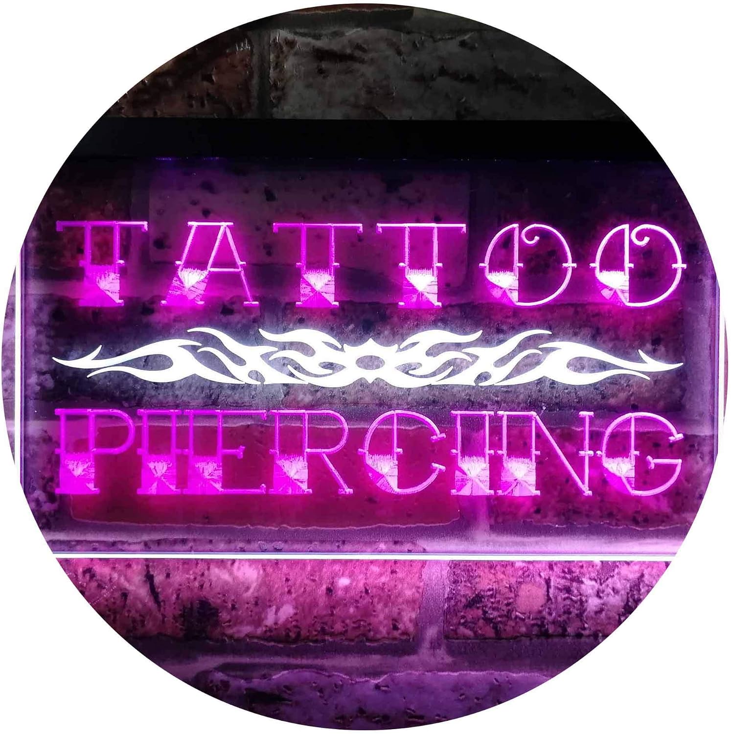 ADVPRO Tattoo Piercing Illuminated Dual Color LED Neon Sign White & Purple 12" x 8.5" st6s32-i0559-wp