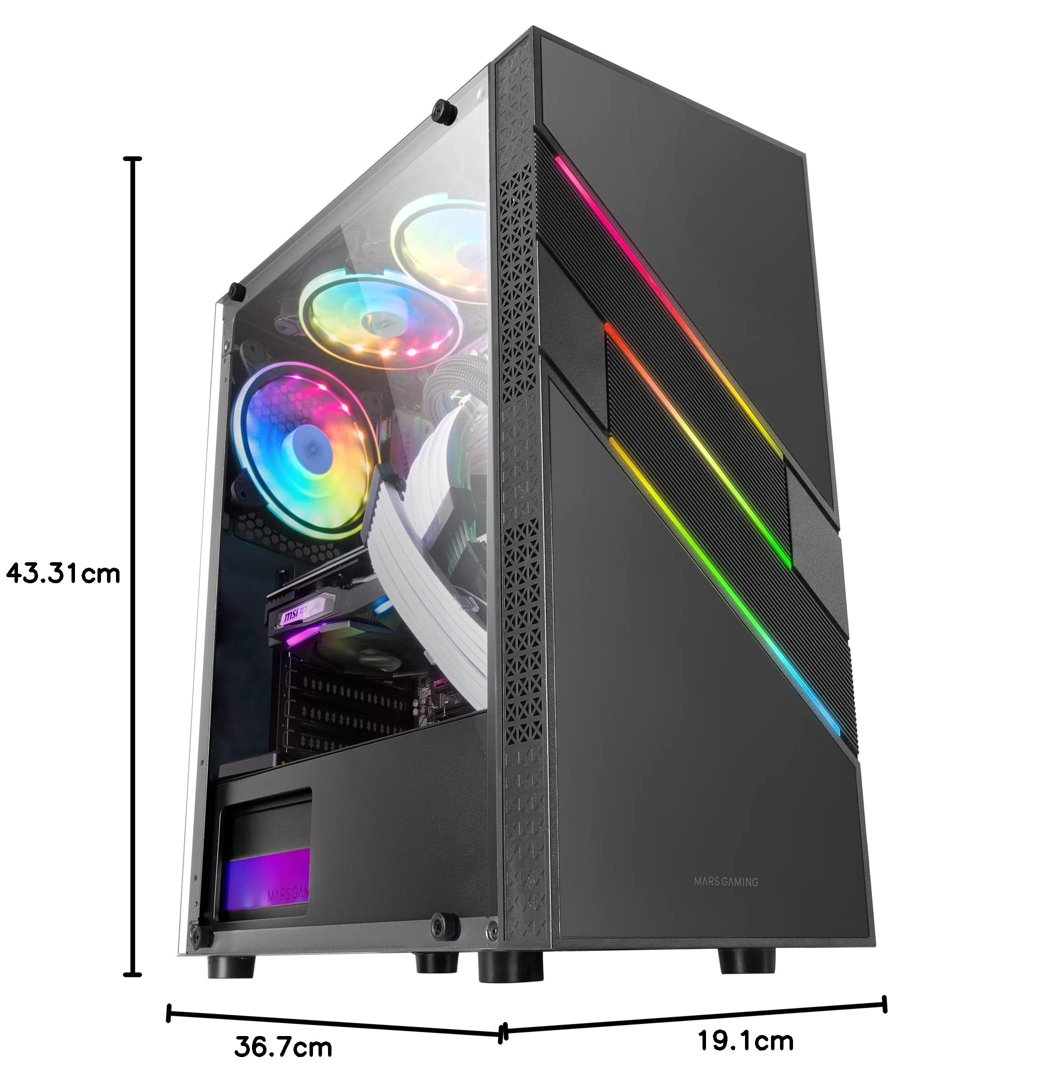 Mars Gaming MC-3TCORELCD Caja Gaming ATX, Pantalla IPS 7,2” Personalizable, Triple Cristal Templado Extraíble, Estructura Doble Cámara Lateral, Soporte de Refrigeración Líquida hasta 360mm, Blanco — view 104