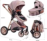 Cochildor DuraFlex 2-in-1 Baby Stroller, Foldable Travel Stroller for Newborn to Toddler, Convertible Stroller with All-Terrain Wheels and UPF 50+ Canopy, Pink