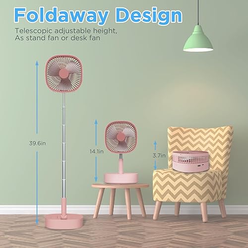 Miniatura 4 de Magesh Ventilador de pedestal oscilante portátil y remoto, rotación de 120, ventilador plegable 3 en 1, ventilador de escritorio, antideslizante