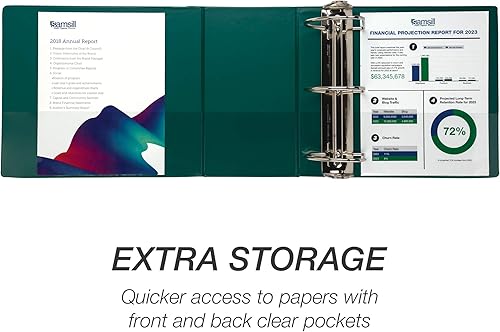 Vista 318 de Samsill Carpeta duradera de 1.5 pulgadas, fabricada en los Estados Unidos, carpeta de anillos en D, carpeta transparente personalizable, surtido