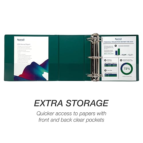 Vista 168 de Samsill Carpeta duradera de 1.5 pulgadas, fabricada en los Estados Unidos, carpeta de anillos en D, carpeta transparente personalizable, color Negro
