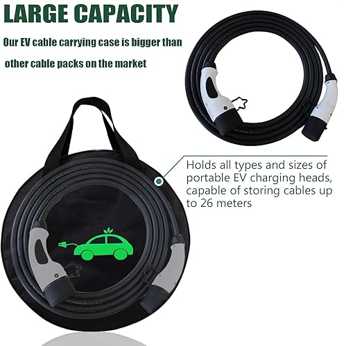 Miniatura 3 de Bolsa organizadora de cables de carga para vehículos eléctricos, bolsa de almacenamiento de nailon resistente al agua para cables de puente, cables