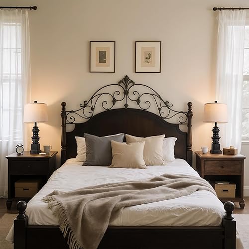 Miniatura 8 de QiMH Juego de 2 lámparas de mesa para mesita de noche, lámpara de noche con puertos de carga USB A+C, lámpara de mesa de granja con pantalla de