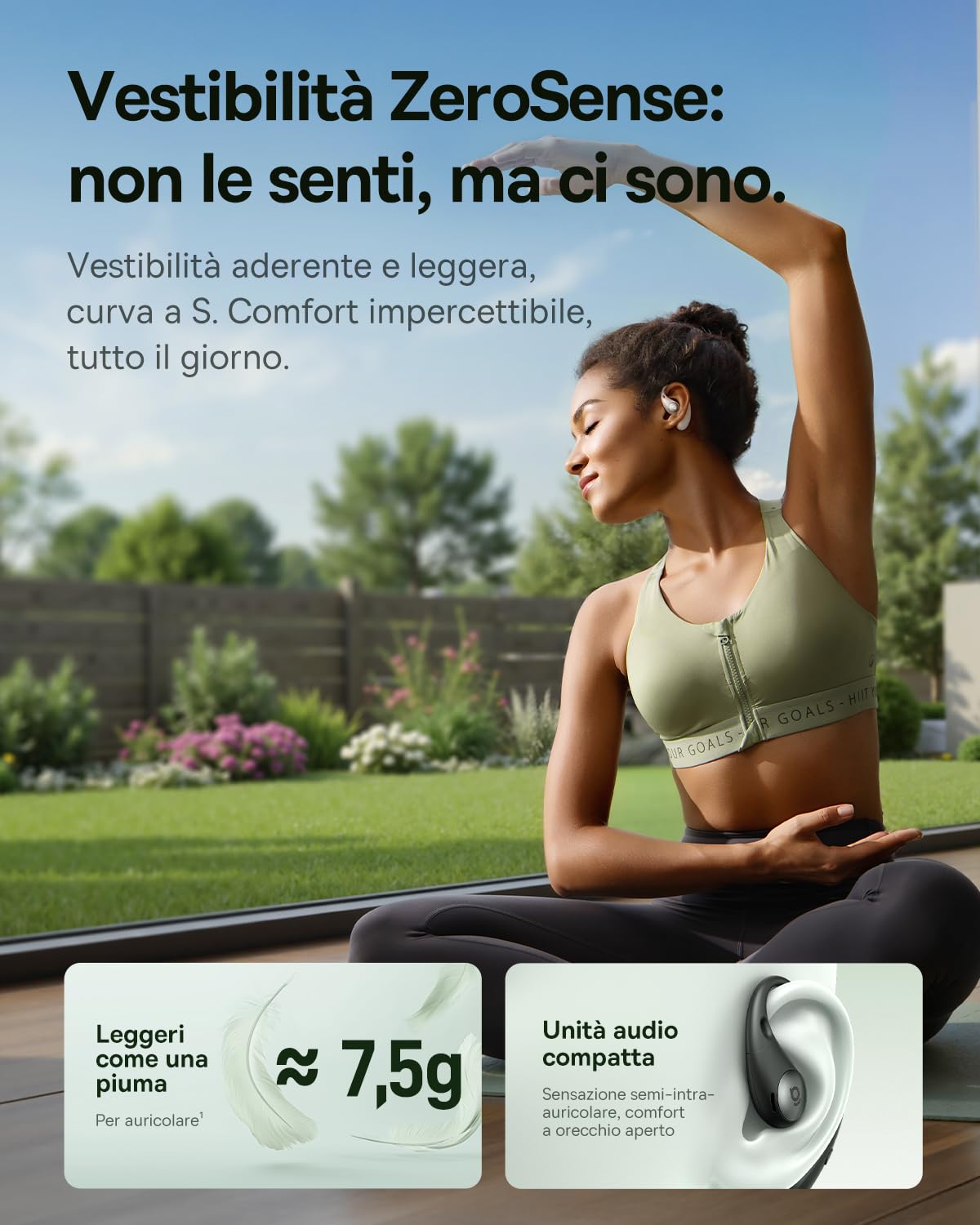 Baseus Eli Sport2 Open Ear Cuffie, Cuffie Sportive Open Ear con Curva di Comfort a S, 45H di Autonomia, SuperBass 2.0, IPX7, Bluetooth 6.0, Chiamate Chiare con 4 Microfoni AI