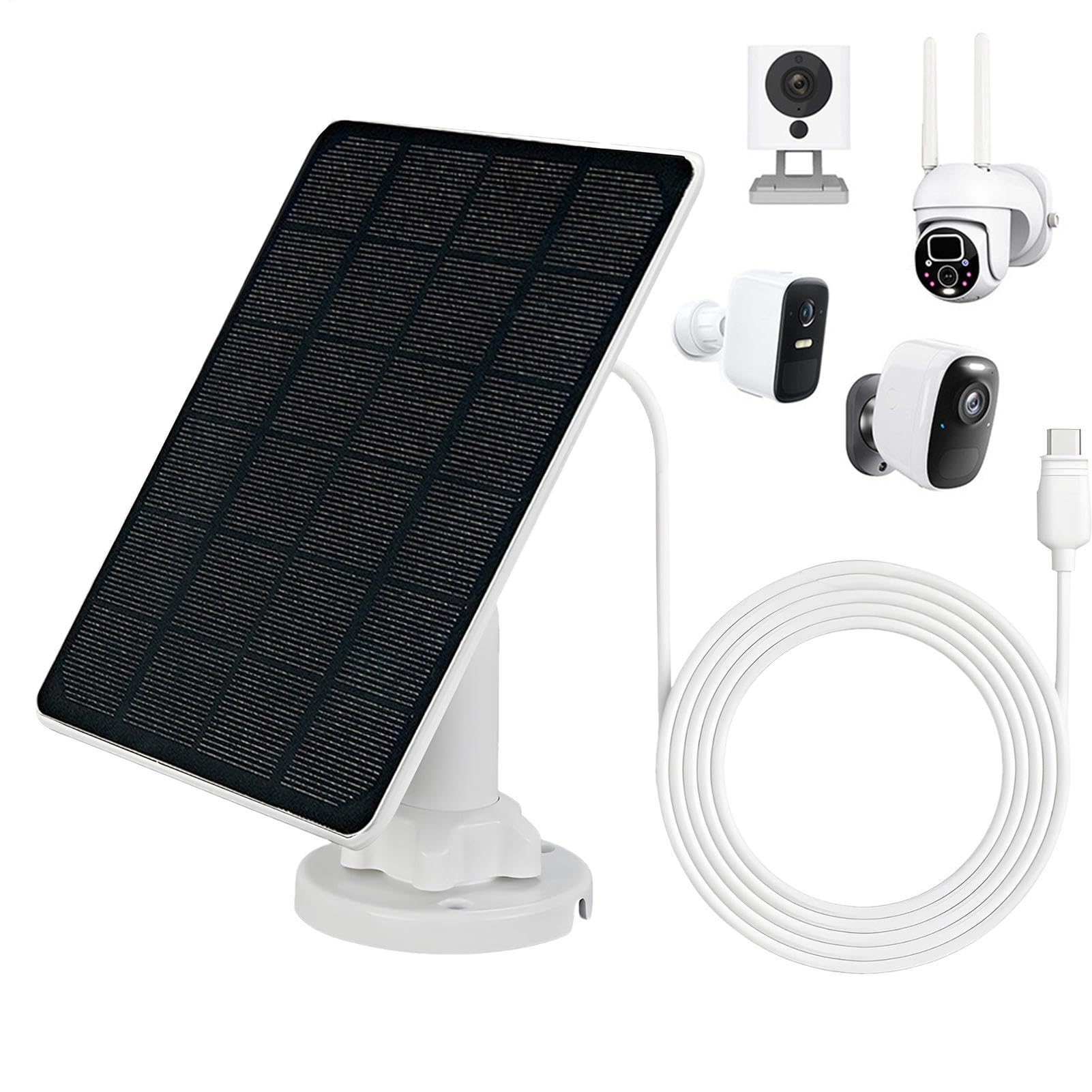 Pannello Solare per Telecamera di Sicurezza Supporto da Parete IP66 | Caricatore Solare Esterno per Telecamera per Campanello Luce da Campeggio Power Bank Casa Scuola Ristorante
