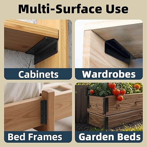 Miniatura 9 de 4 soportes de esquina alargados y gruesos en L  Soporte de estante de acero inoxidable  Soportes de metal en ángulo recto para estantes para muebles