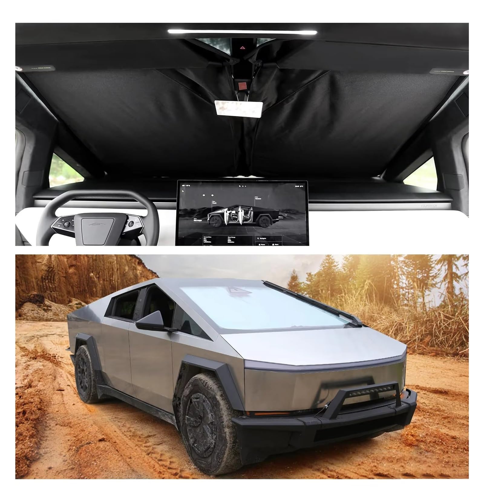 Parabrezza Per Tesla per Cybertruck 2024-2025, parasole per finestrino anteriore, parasole per parabrezza, parabrezza pieghevole Parasole Auto