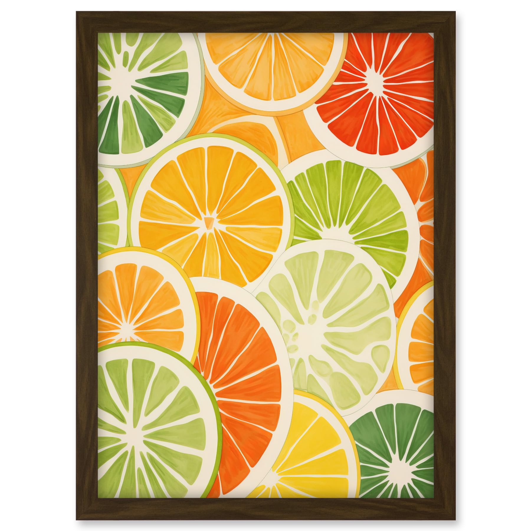 Artery8 Slices of Limes Oranges and Grapefruit Bright Watercolour Painting Kitchen Artwork Framed A3 Wall Art Print