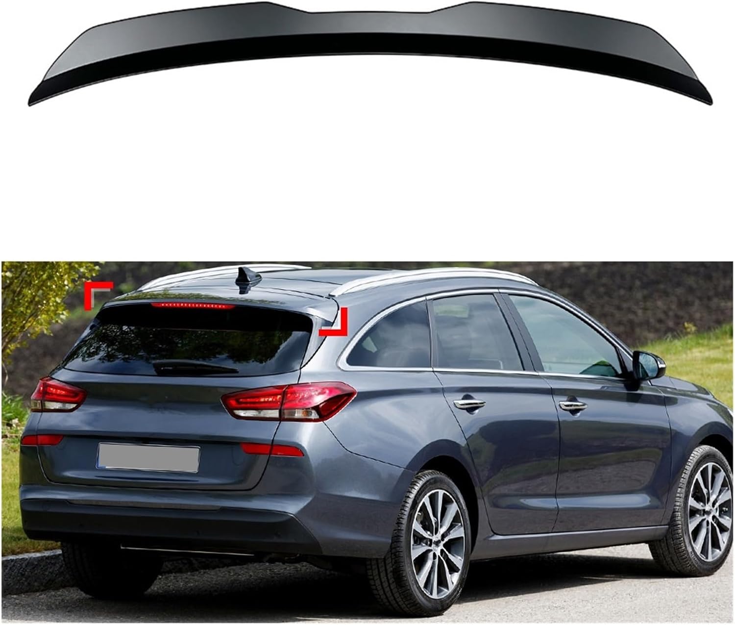 Car Rear Roof Trunk Spoiler Wing Body Kits Tuning Compatible For Hyundai I30 N MK3 I30N Hatchback 2017 2018 2019 2020 Car Styling(Carbon Fiber Look)