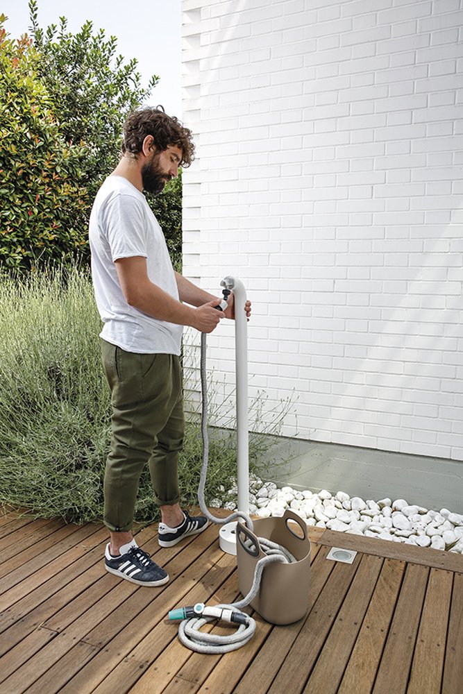 G.F. Aquapop Gartenschlauch, ausziehbar, 30 m, Set zur Bewässerung von Gärten, Töpfen, Balkonen, Terrassen und Veranden, Taubengrau, m
