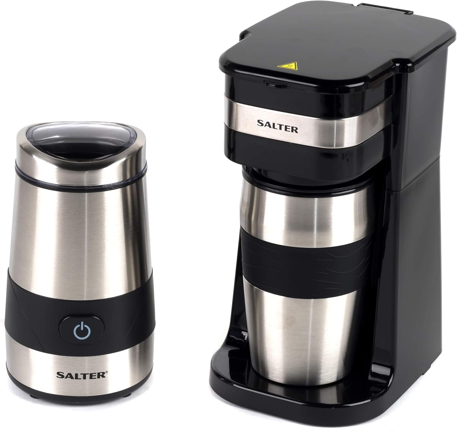 Salter COMBO4773 Digital Coffee Maker to Go & Grinder 420ml Stainless Steel Travel Mug