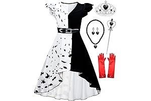 Cruella DeVille Costume Teen Girls - Halloween Dalmatian Party Dress with Accessories
