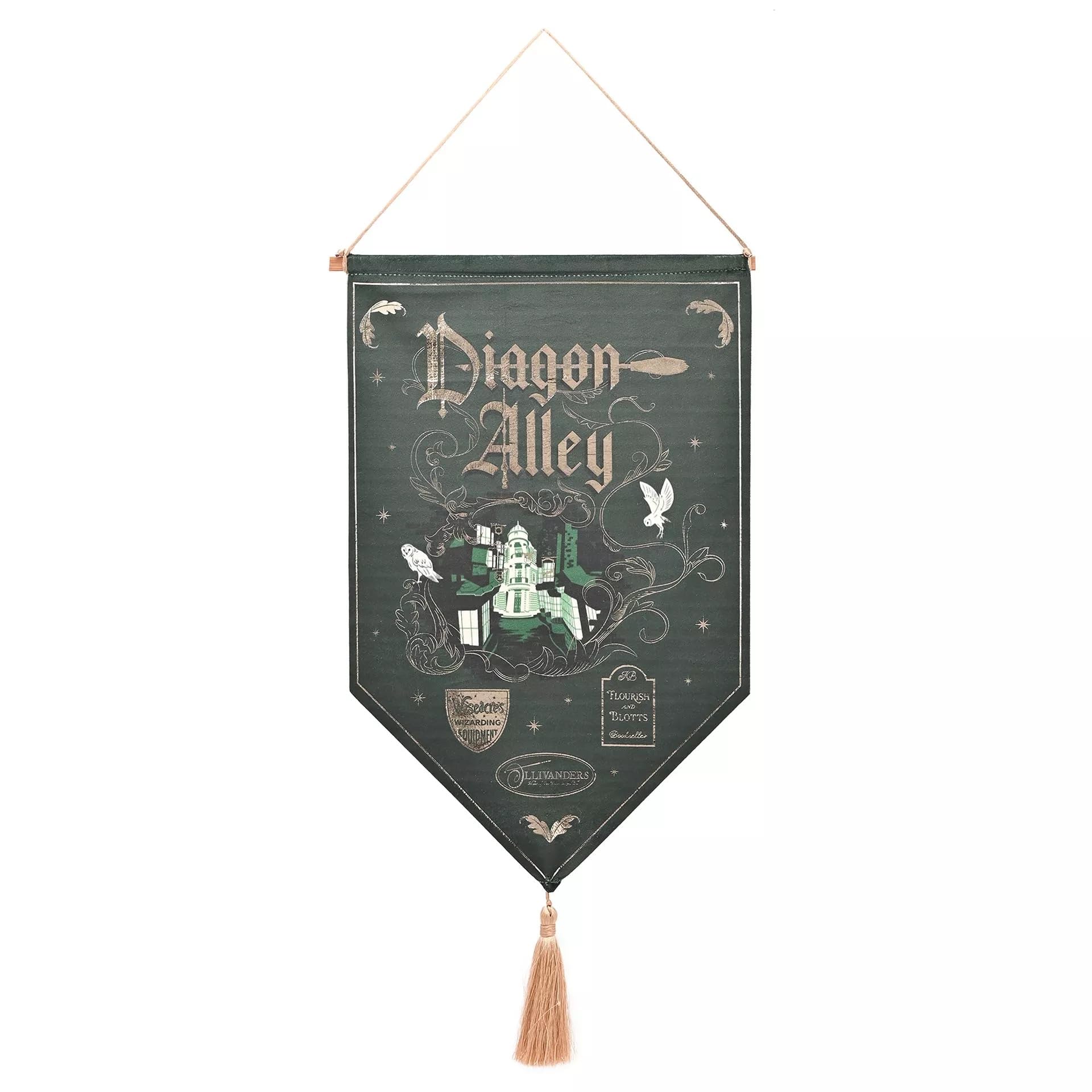 Widdop and Co Harry Potter Alumni Banner, Diagon Alley Theme, Pennant Shape with Decorative Tassels, Cotton Blend, 44x27cm, Wall Decoration