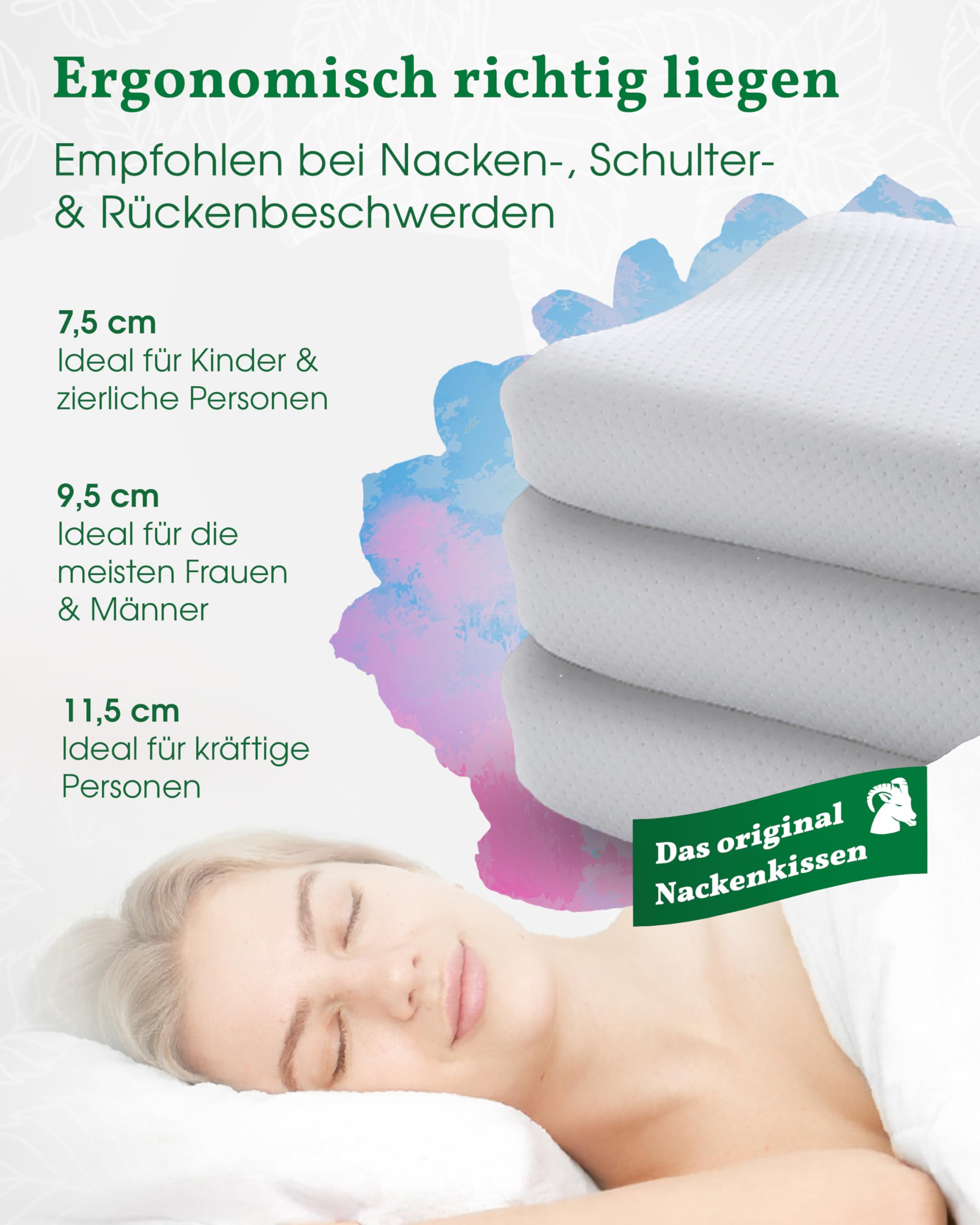 Orthopädisches Nackenkissen – Ergonomisches Visco Kopfkissen für Rücken & Seitenschläfer, entlastet Nacken & HWS, fördert Tiefschlaf, reduziert Verspannungen & Schmerzen Bezug waschbar