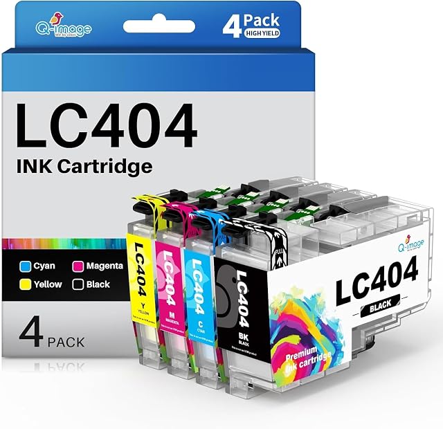 LC404 Ink Cartridges Replacement for Brother Ink cartridges LC404 LC 404 LC-404 for MFC-J1215W MFC-J1205W MFC-J1205W XL Printer(Black/Cyan/Magenta/Yellow, 4 Packs)