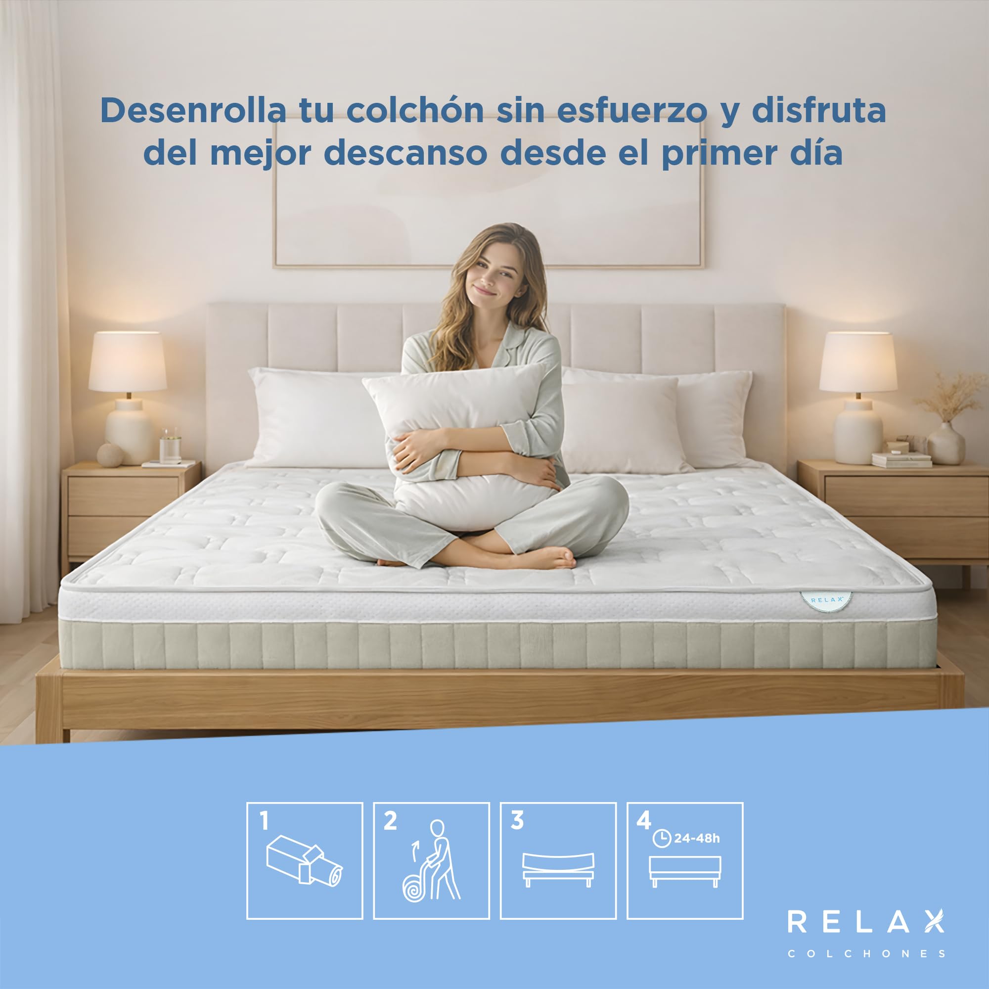 RELAX Colchones 135x190 | Colchón Muelles Ensacados 135x190 con Viscogel | Firmeza Media - Alta | Altura 25cm | Transpirable y Viscoelástico con Memoria | Fabricado en España | ELARA Advance 135_x190_