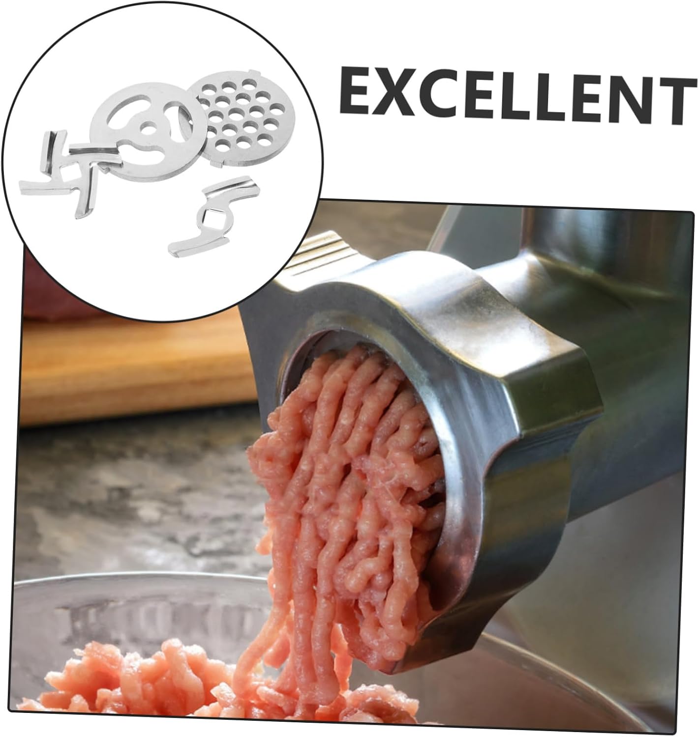 Mikinona 3sets Stainless Steel Meat Cutter Plates Meat Mincer Cutter Replacement Discs for Home Use Easy to Install and Accessories