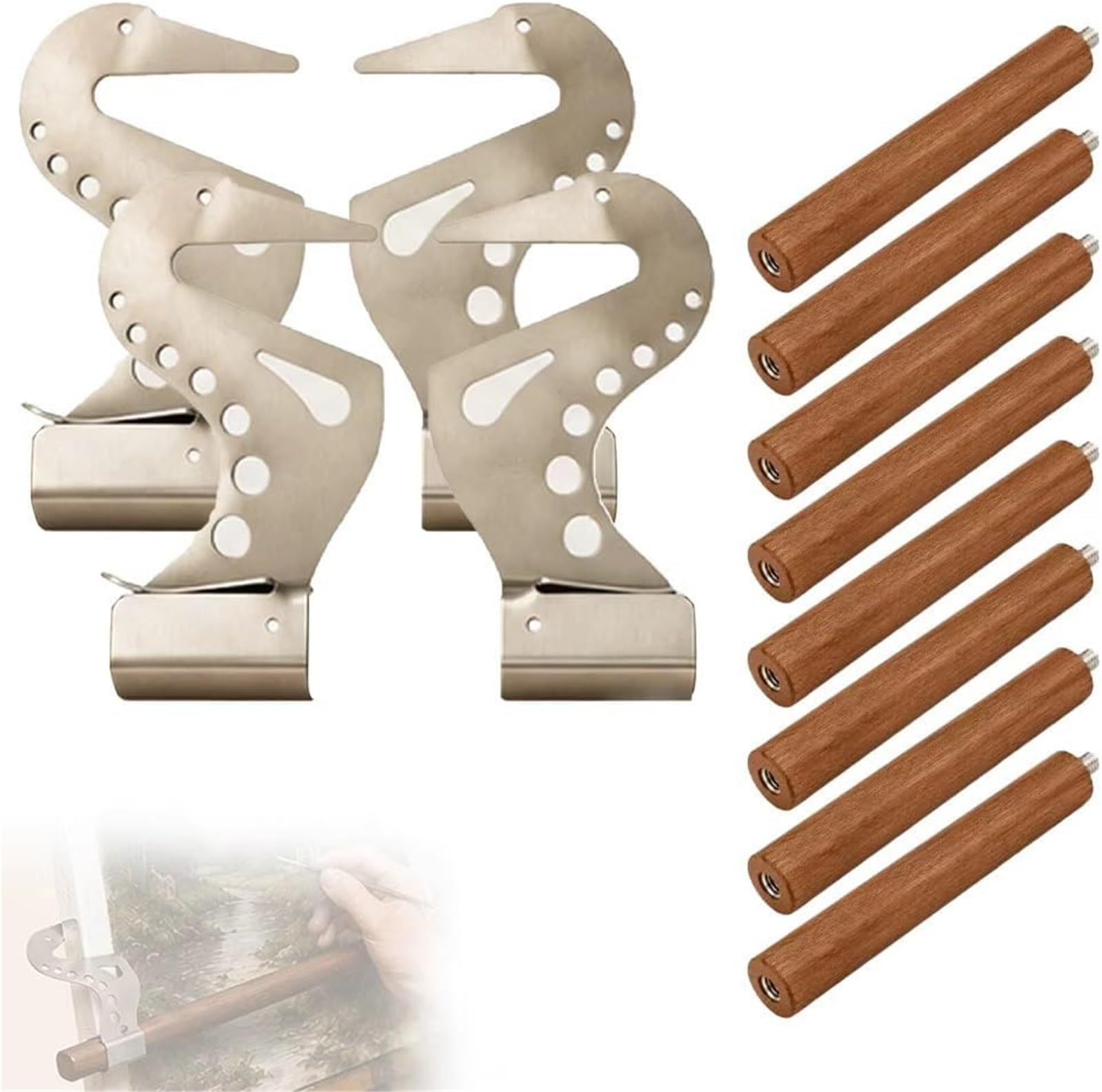 Most wsparcia ręki artysty, Stabilizator stałych rąk do malowania, Mahl Stick Drawing Armrest, Narzędzie do stółu na nadgarstku, Regulowany metalowy stojak do pracy szczegółowej(2 Set)